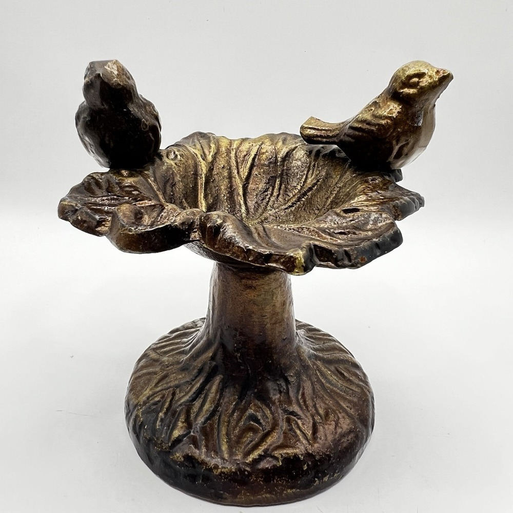 Cast Iron Mini Bird Bath Trinket Dish Cottage Core Country Rustic Farm House